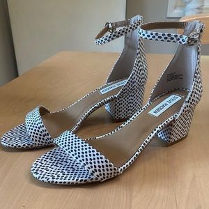 Polka Dot Black/White Sandals / Block Heels